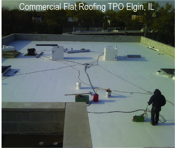 Commercial Flat Roof In Progress TPO Elgin, IL
