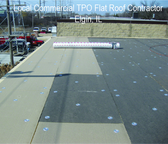 Local Commercial TPO Flat Roof In Progress